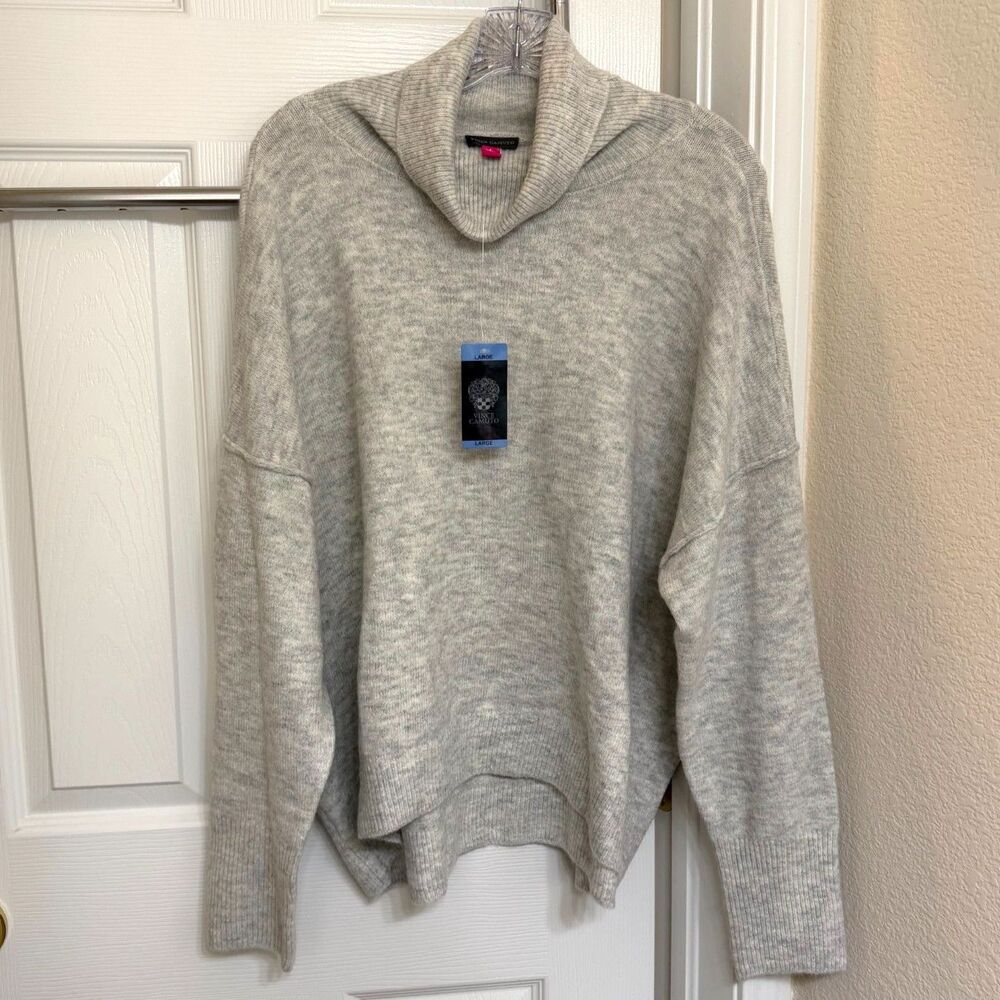 NWT Vince Camuto Light Gray Heather Turtleneck Sweater Size Large
